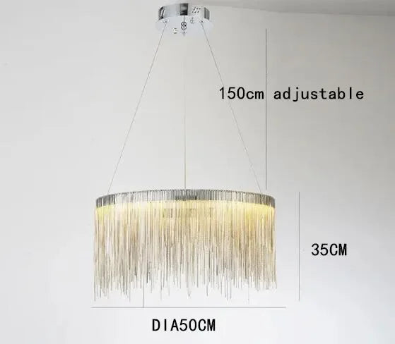 Tassel Chain LED Chandelier for Modern Living Room and Dining Room