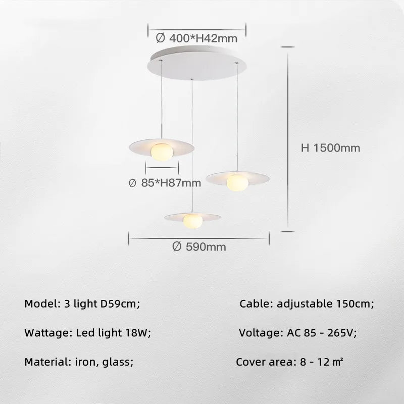 Nordic White Iron LED Chandelier with Hanging Pendant Lighting