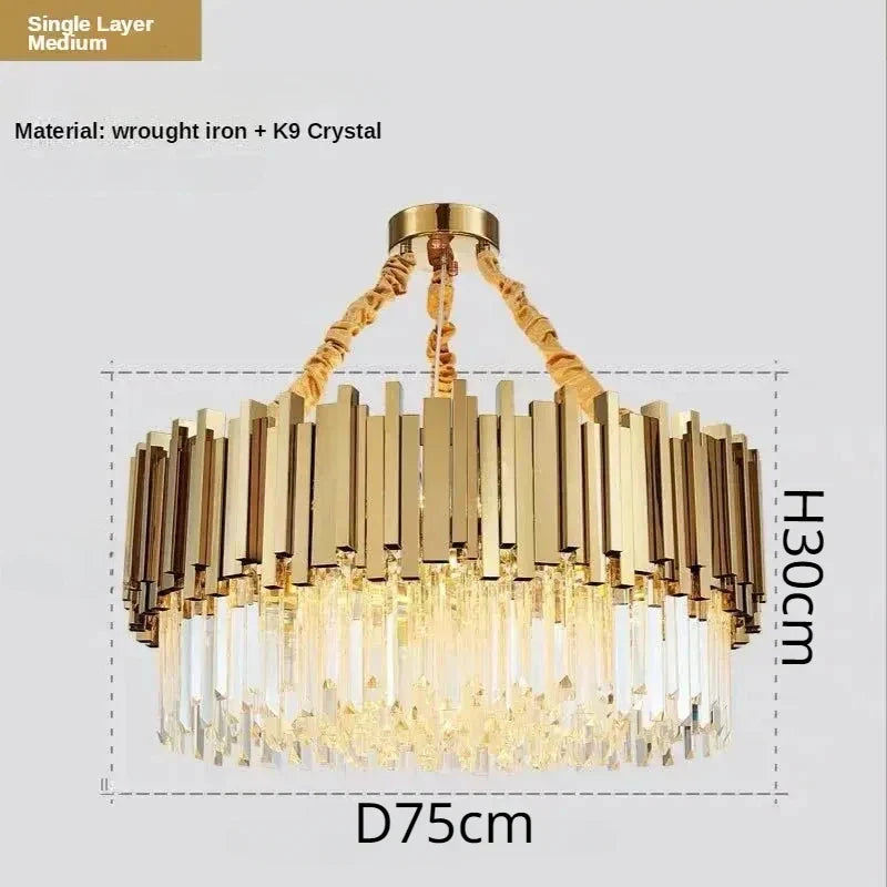 Crystal Ceiling Chandelier: Luxury Round LED Light for Living Room, Artistic Home Decor