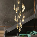 Modern Diamond Crystal Chandelier LED Hanging Light Gold Decor
