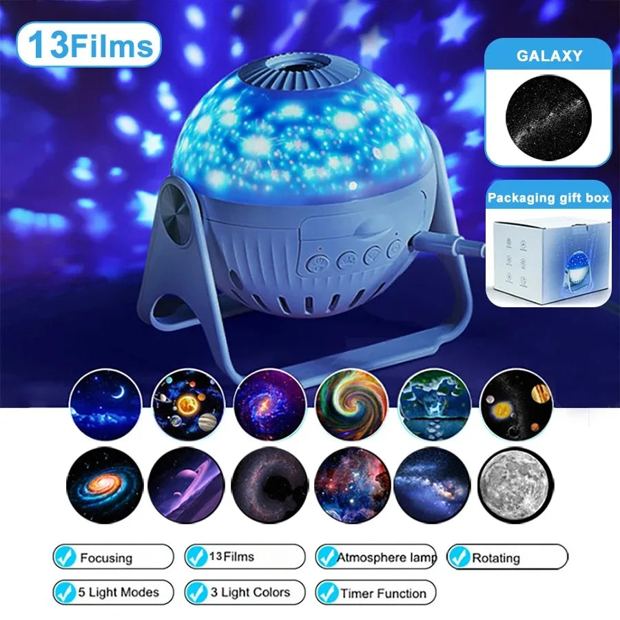 Starry Night Light Projector: 360° Adjustable Galaxy Lamp for Bedroom, Home, Kids - Ideal Gift