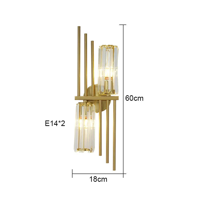 Crystal Gold Wall Lamp for Luxurious Living Room and Bedroom Lighting