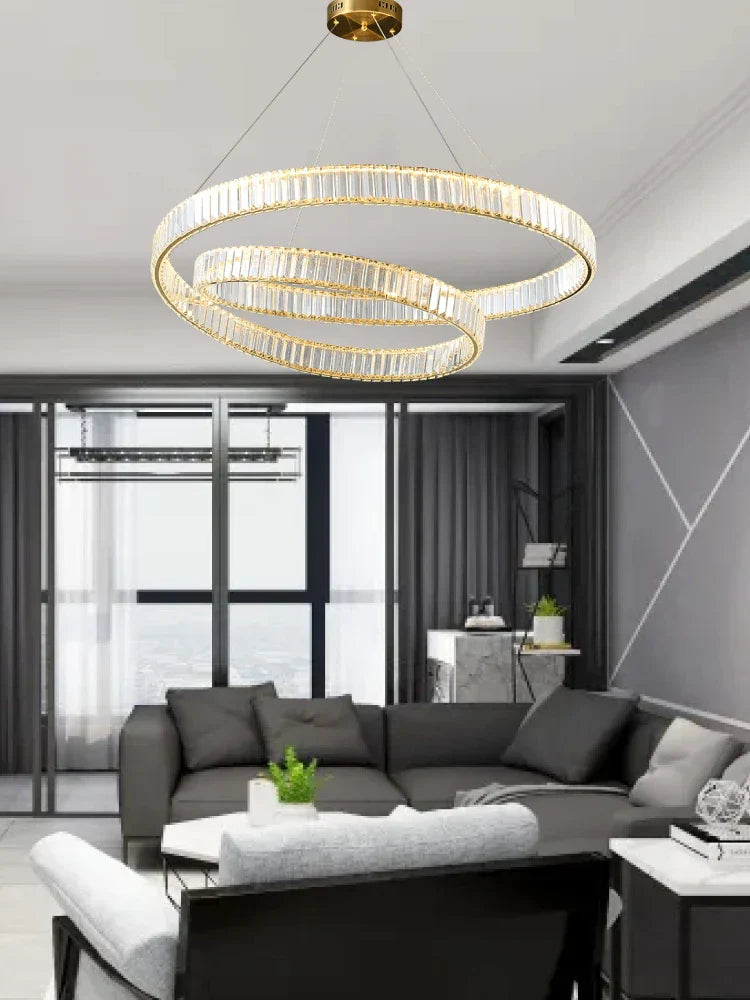 Crystal LED Pendant Light Chandelier for Bedroom Living Room - Adjustable Ceiling Lamp