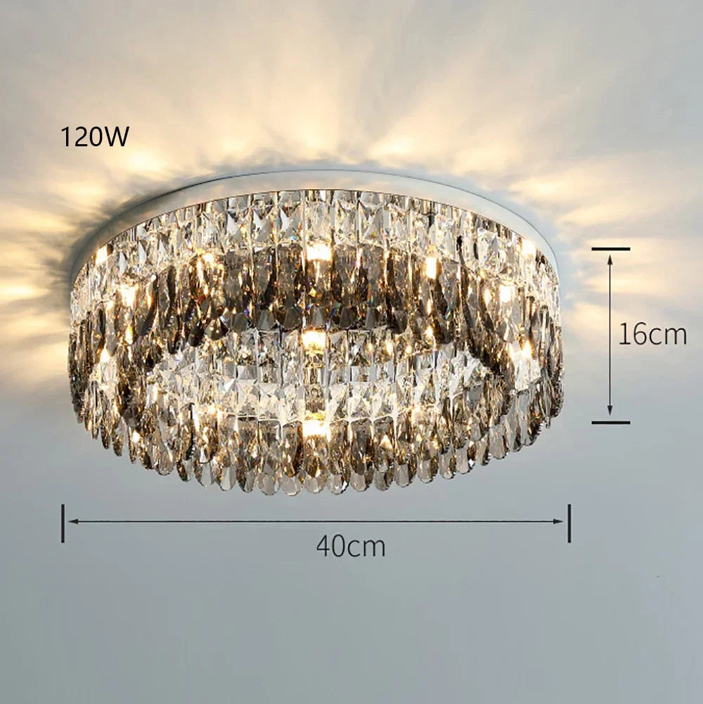 Modern Luxury LED Crystal Ceiling Chandelier for Living Room - Chrome Finish