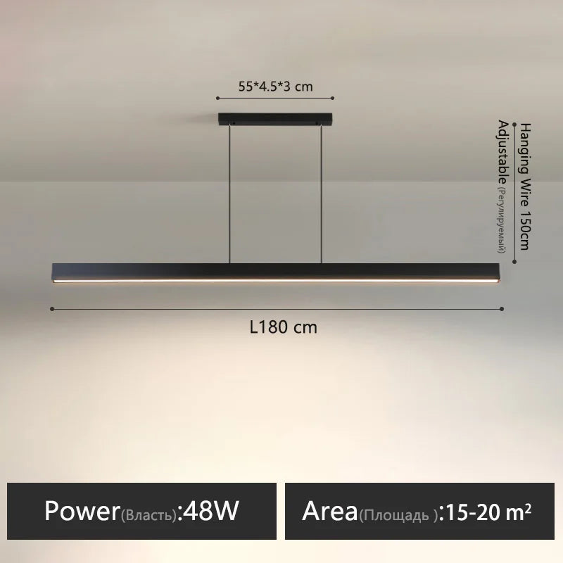 Modern Linear LED Chandelier Pendant Lights for Dining Table Kitchen Bar