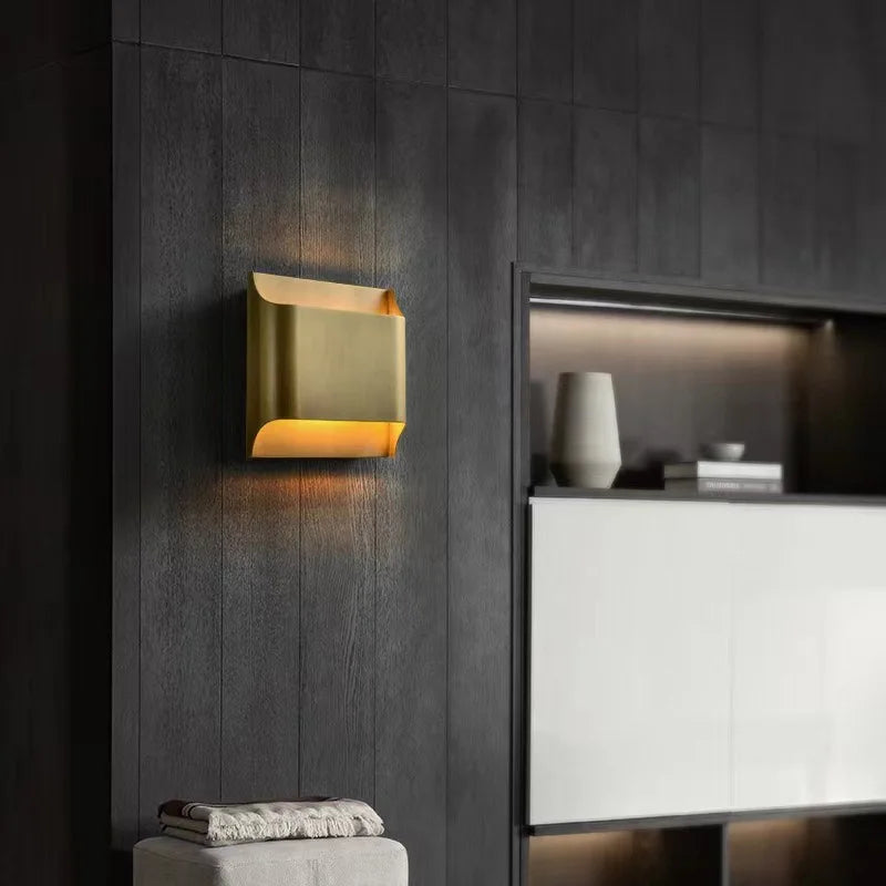 Post-Modern Copper Wall Lamp for Hotel Living Room Bedroom LED Lighting