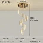 Luxury Crystal LED Chandelier for Modern Living Room and Spiral Staircase