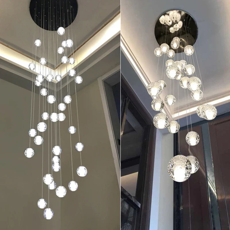 Crystal Ceiling Chandelier for Staircase & Hallway, Elegant Long Cable Pendant Light