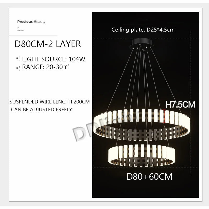 Modern Circle Chandelier: Bright 360° Lighting for Living Room, Kitchen & Bedroom