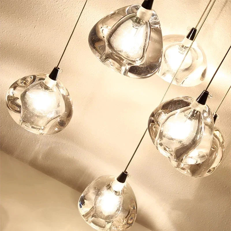 Crystal LED Chandelier Water Droplet Design Luxury Ball Hanging Lamp