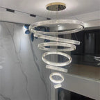 Crystal Chandelier: LED Dimmable Pendant Light for Stairs, LED Luminaria Fixture