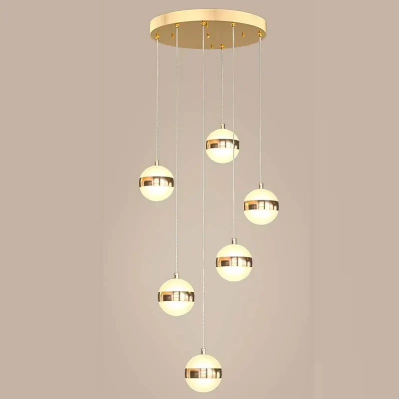Gold Acrylic Chandelier - Modern Staircase LED Lighting