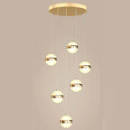 Gold Acrylic Chandelier - Modern Staircase LED Lighting