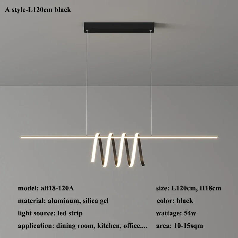 Spiral Aluminum LED Chandeliers by - Modern Design for Dining Room, Bedroom, Kitchen