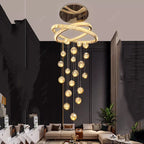 Modern Crystal Chandelier Stair Living Room Pendant Lights Interior Lighting