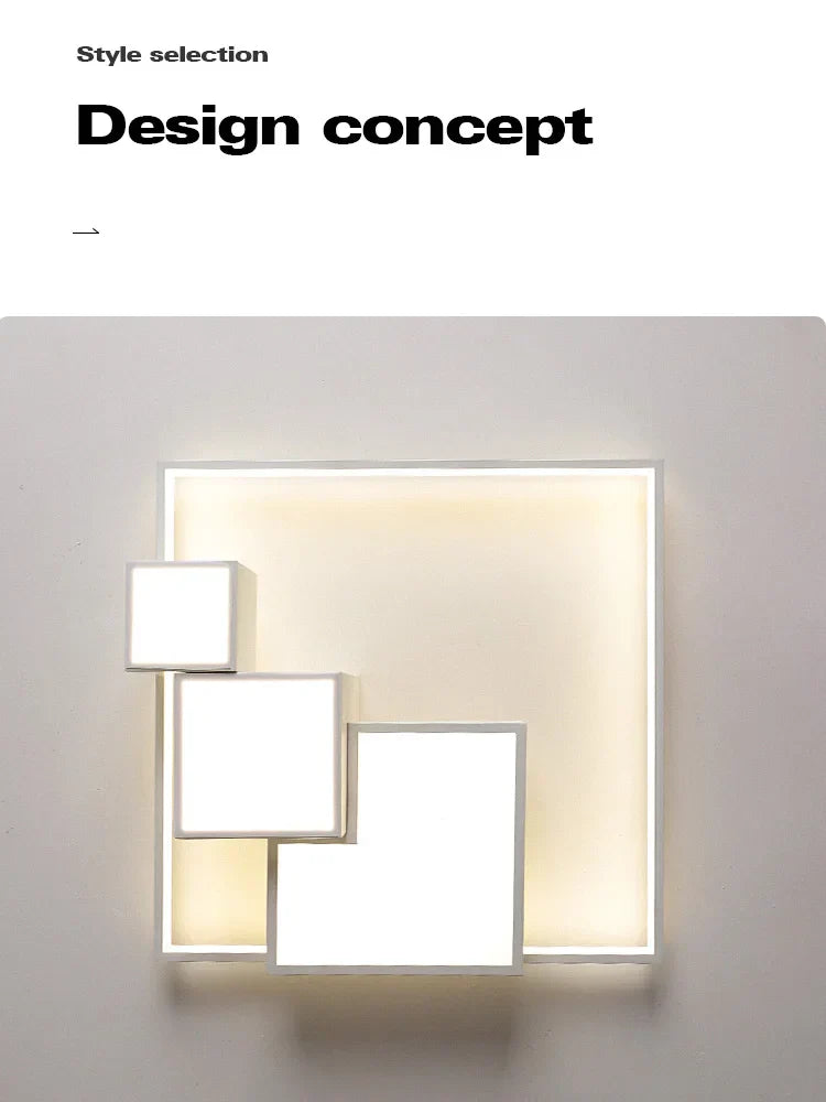 Nordic Square Ceiling Lamp Modern Minimalist Bedroom Lighting
