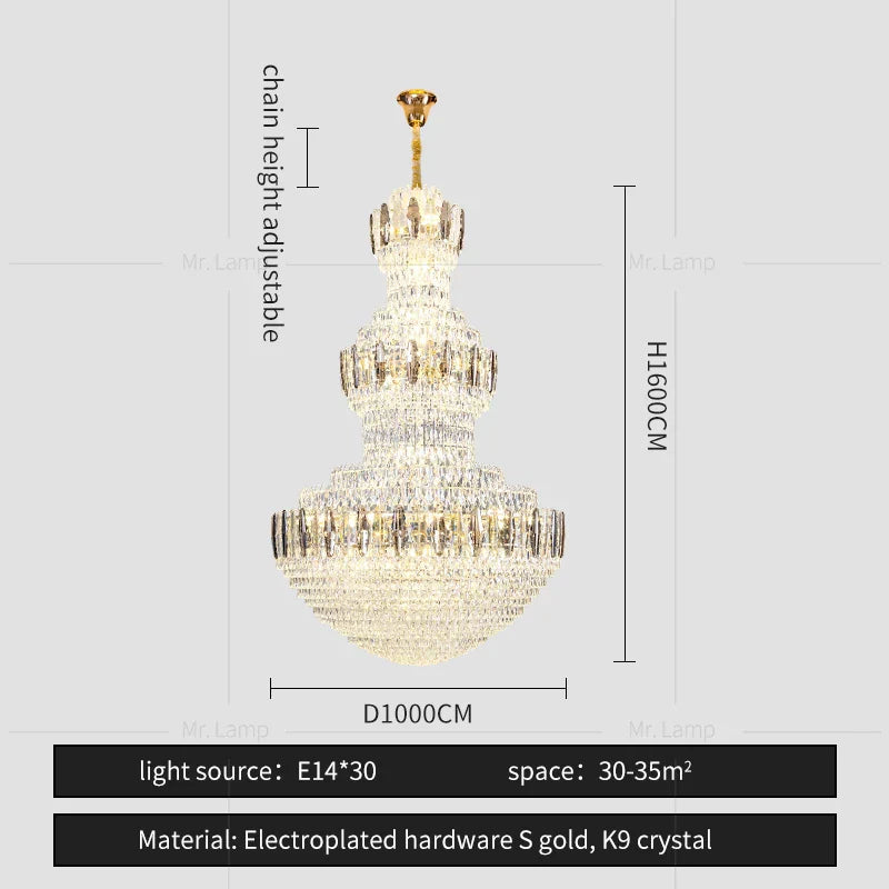 Light Luxury Crystal Chandelier: Postmodern Elegance for Hotels, Villas, and Duplexes