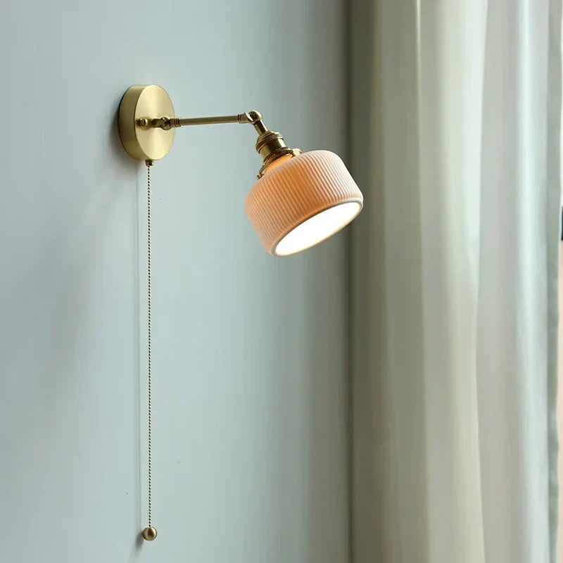 Copper LED Wall Sconce Mirror Stair Light with Pull Switch