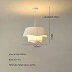 Creamy Style E27 Chandelier Bedroom Pendant Lights: Minimalist White Fabric LED Lamps