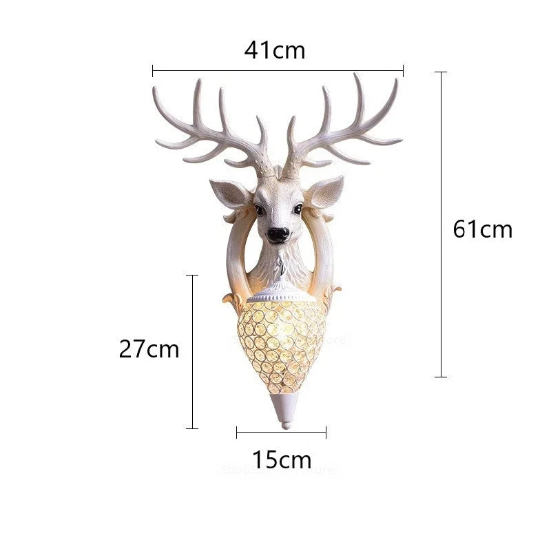 Modern Deer Head LED Wall Sconce Light for Luxury Living Room Decor
