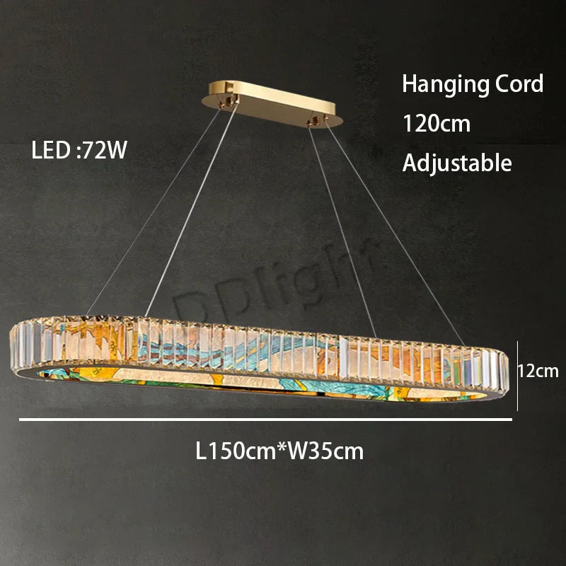 Luxury Crystal Glass Ceiling Light with LED Ring for Modern Villa Decor