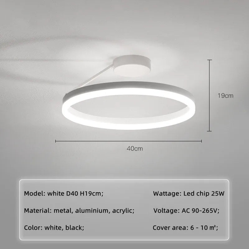 Nordic Minimalism LED Ceiling Chandelier in White/Black Aluminum