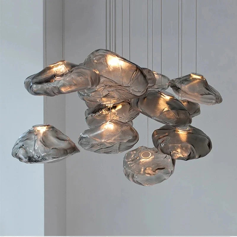 Smoky Grey Glass Pendant Light: Artistic Hanging Lamp for Stylish Decor.
