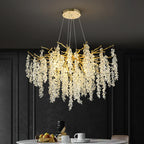 Frosted Aluminum Golden Branch Crystal Chandelier