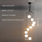 Glass Ball LED Chandelier, Modern Minimalist Loft Villa Staircase Decor