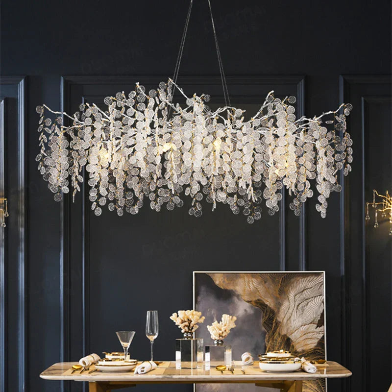 Silver Money Tree Crystal Chandelier for Kitchen Bedroom & Living Room