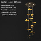 Modern Copper Lotus LED Chandelier for Duplex Living Room - Luxury Indoor Lighting Fixtures