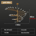 Firework Shape LED Chandelier in Gold and Black for Home Lighting