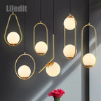 Modern Metal Glass Ball Pendant Lights for Living Room and Kitchen