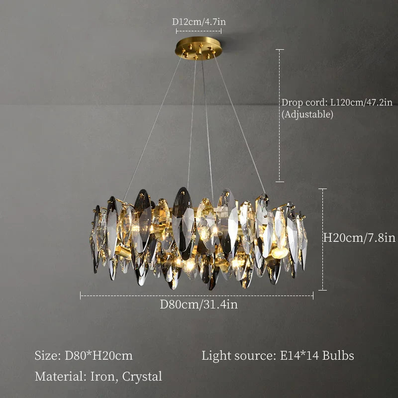 Crystal Chandelier: Elegant Ceiling Hanging Light for Living Room & Dining Table