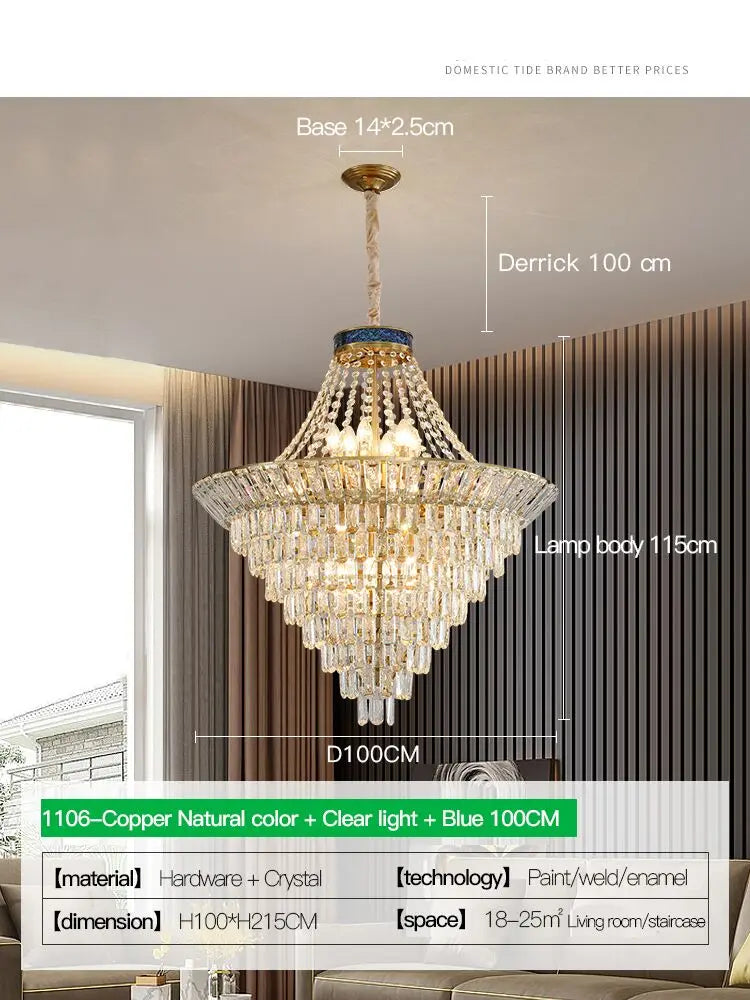 Crystal Duplex Chandelier: Modern & Elegant for Hotels, Villas, & Living Spaces