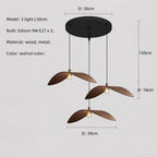 Nordic Walnut Wood Arc Design Pendant Lights with LED E27 Bulb for Home Decor