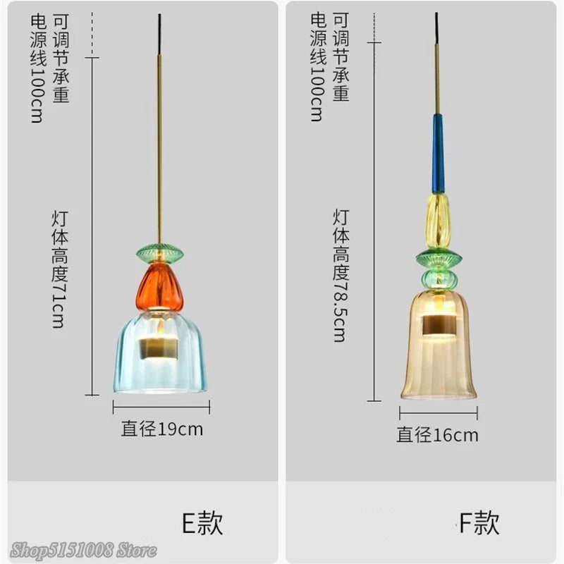 Nordic Glass Candy Pendant Lights for Living Room Bedroom Children Decor