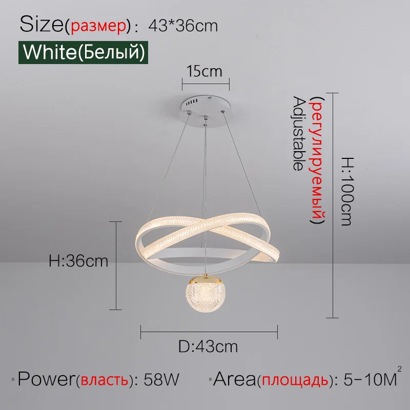 Modern Art Three-Head Chandelier for Dining Room and Bedroom