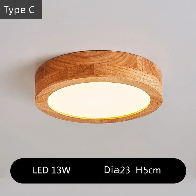 Round Wood LED Ceiling Lights for Modern Home Decor