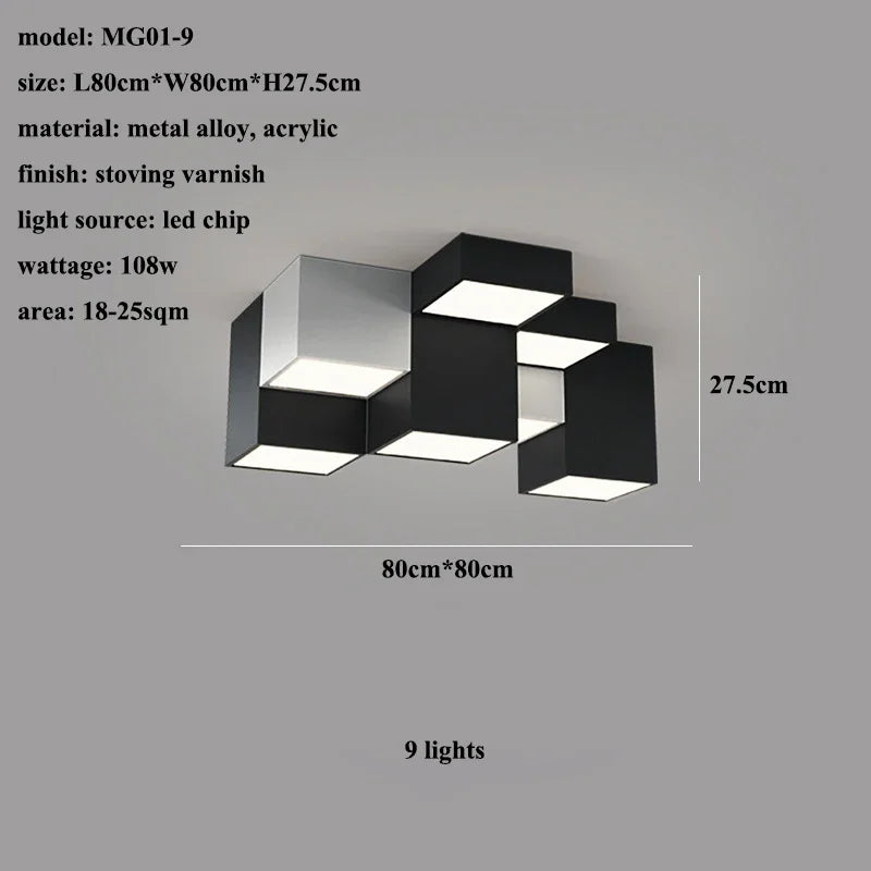 Nordic Black White LED Ceiling Lamp for Stylish Living Room, Bedroom, Office Lighting