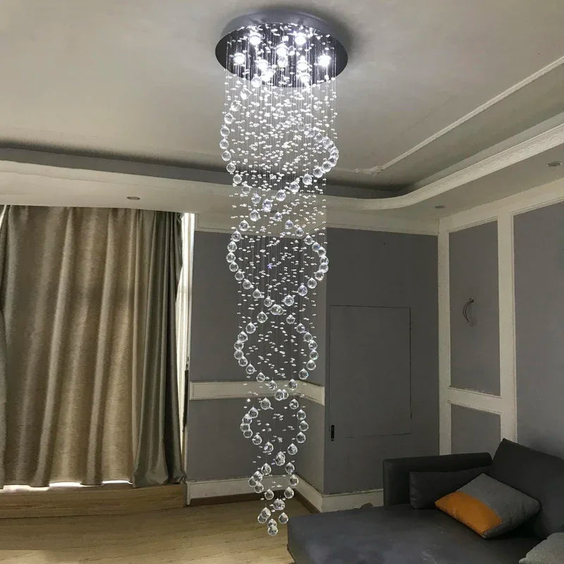 Crystal Chandelier for Staircase Luxury Hotel Bedroom Hanging Light
