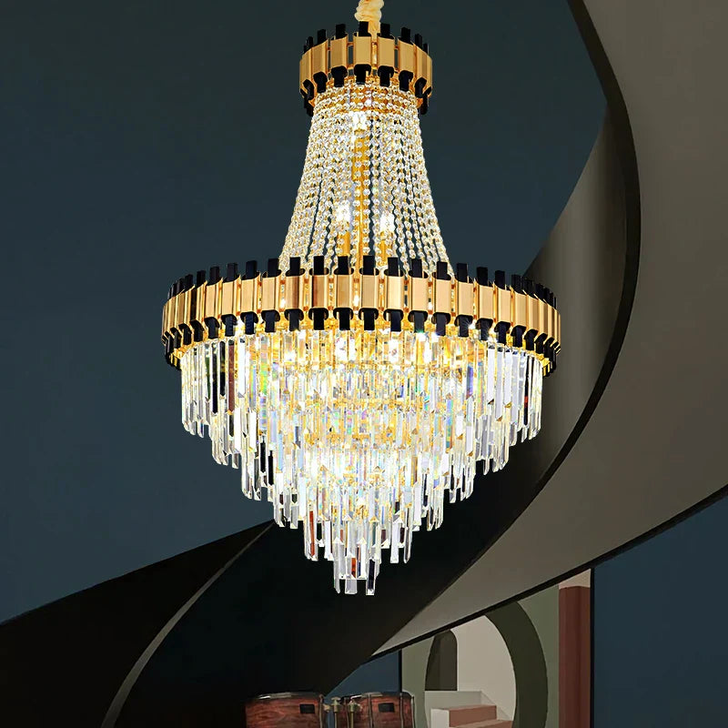 Crystal Chandelier for Duplex Villa Living Room with Intelligent Dimming