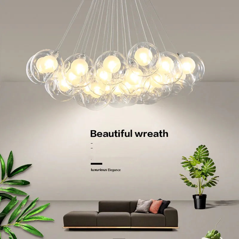 Glass Ball Bubble Chandelier: Nordic Modern Pendant Light for Living Room, Bedroom, Dining Table