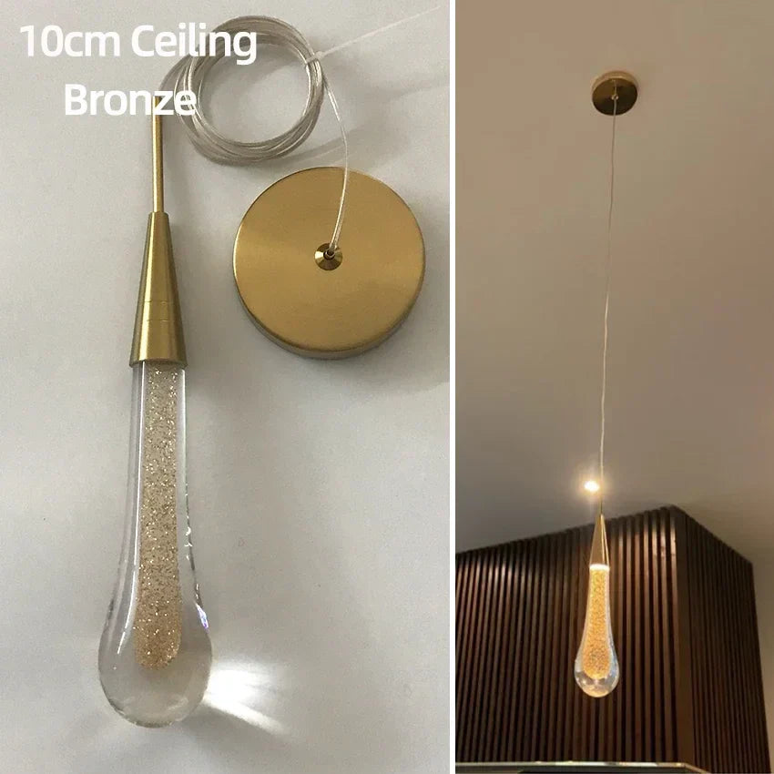 Tear Drop Crystal Glass LED Pendant Light Chandelier for Restaurant, Bar, and Staircase