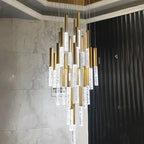 Crystal Gold Chandelier for Living Room Staircase Kitchen - Modern Nordic Design