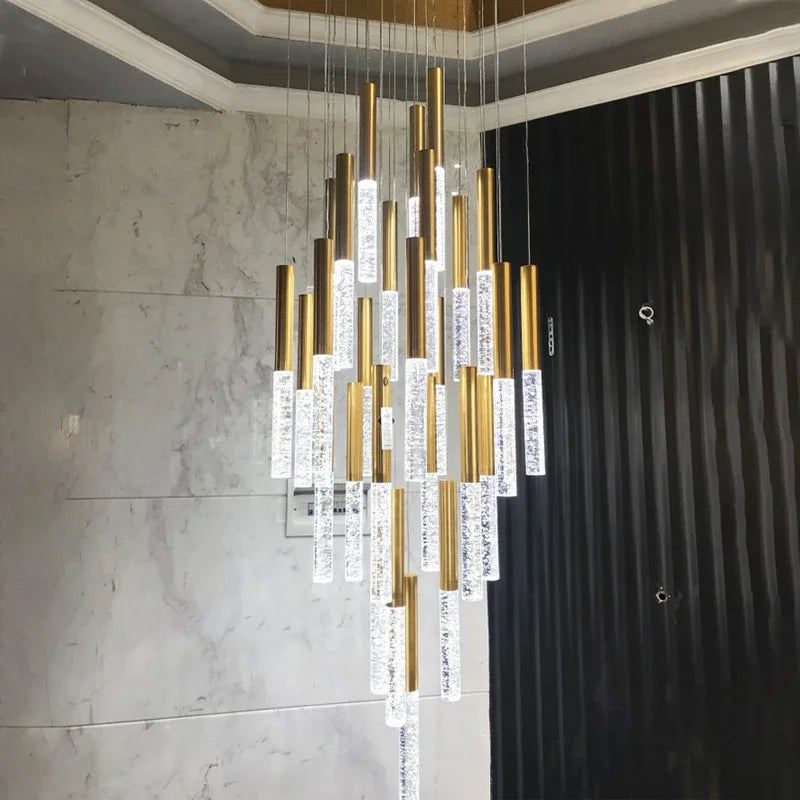 Crystal Gold Chandelier for Living Room Staircase Kitchen - Modern Nordic Design