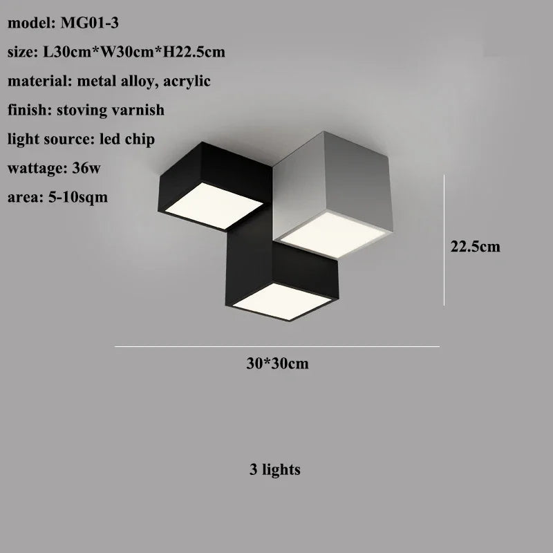 Nordic Black White LED Ceiling Lamp for Stylish Living Room, Bedroom, Office Lighting