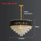 Crystal LED Pendant Chandelier, Luxury Black Lighting for Bedroom, Living, Dining Room
