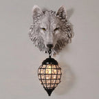 Nordic Wolf Head LED Wall Lamp Resin Crystal Wall Light