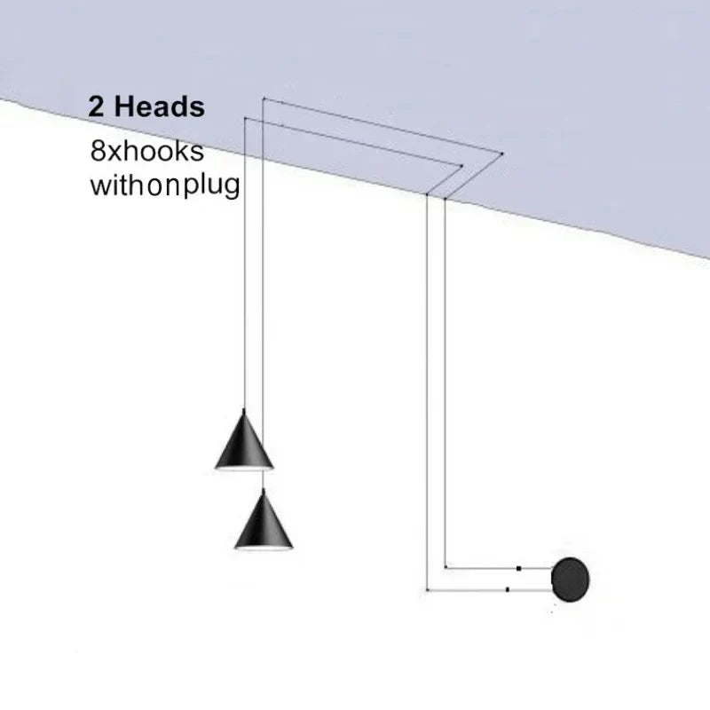 Modern Black Wall Lamp for Living Room Bedroom, Long Wire Design, Plug-in Sconce Light